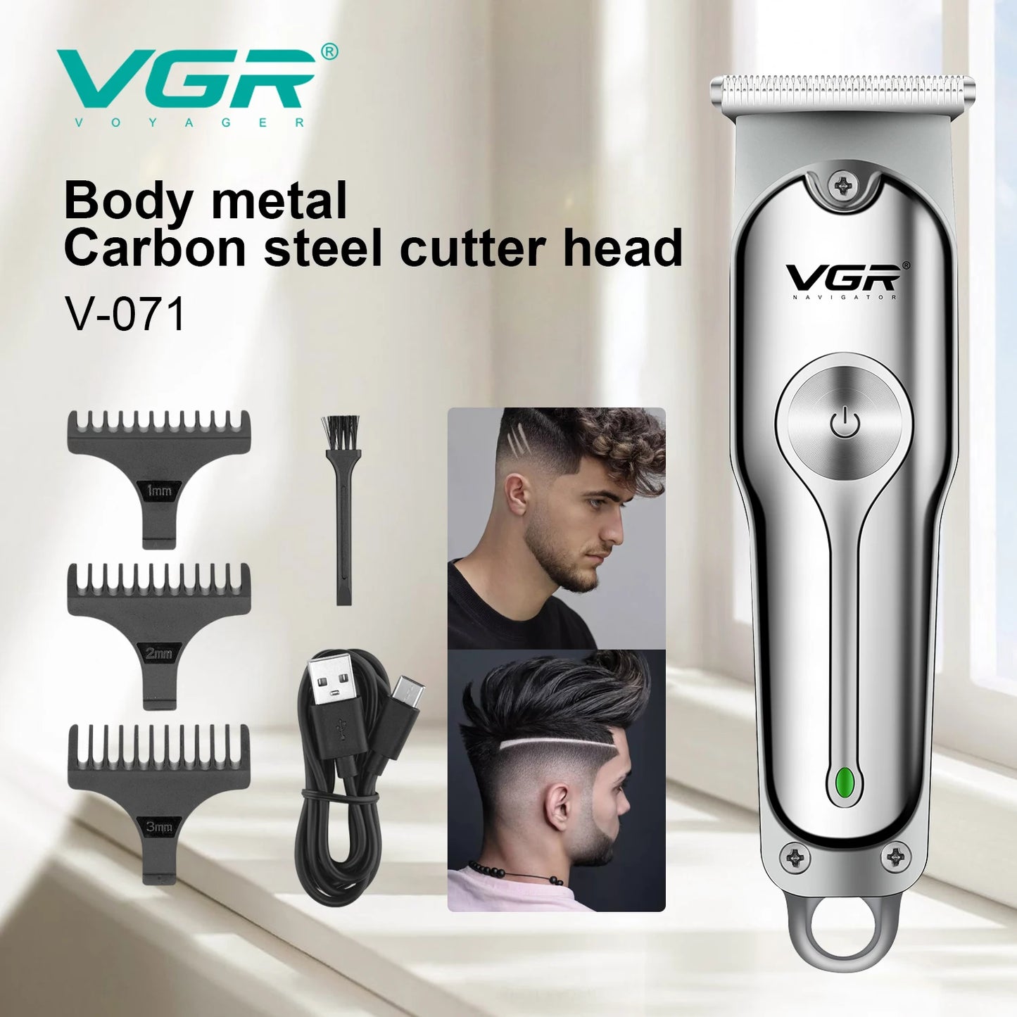 Tondeuse à cheveux professionnelle sans fil pour homme — machine portable, lame en T