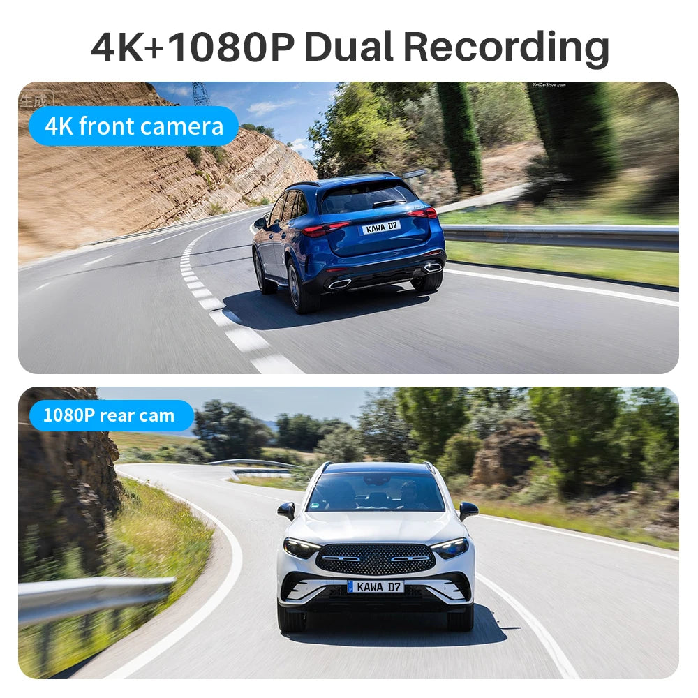 Dashcam 4K Avant & Arrière WiFi6 — Commande Vocale Enregistreur Application