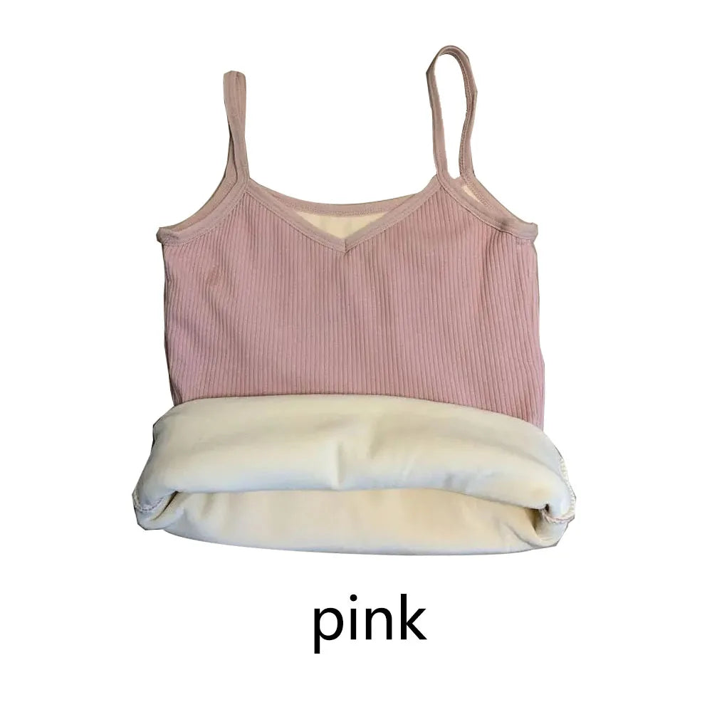 T-Shirt Sans Manches Velours Fin Femme — Thermique Hiver Nuit Sexy Élasticité