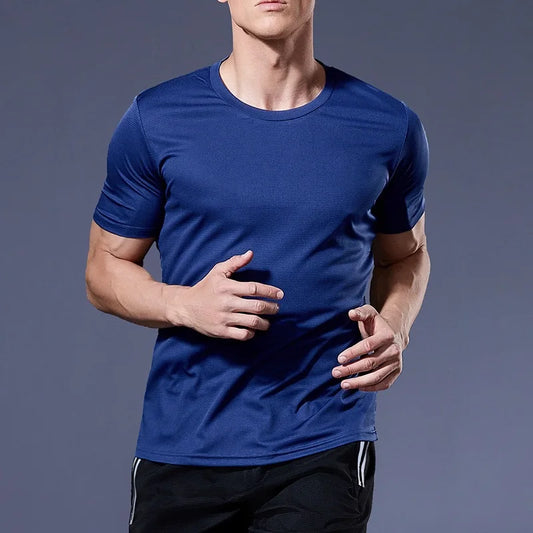 T-shirt sport gym pour hommes — séchage rapide, course, musculation, manches courtes, fitness, surdimensionné