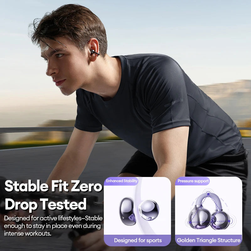 Auriculares Lenovo LE302 HIFI estéreo deportivos de clip abierto, Bluetooth 6.0 con cancelación de ruido y batería de larga duración