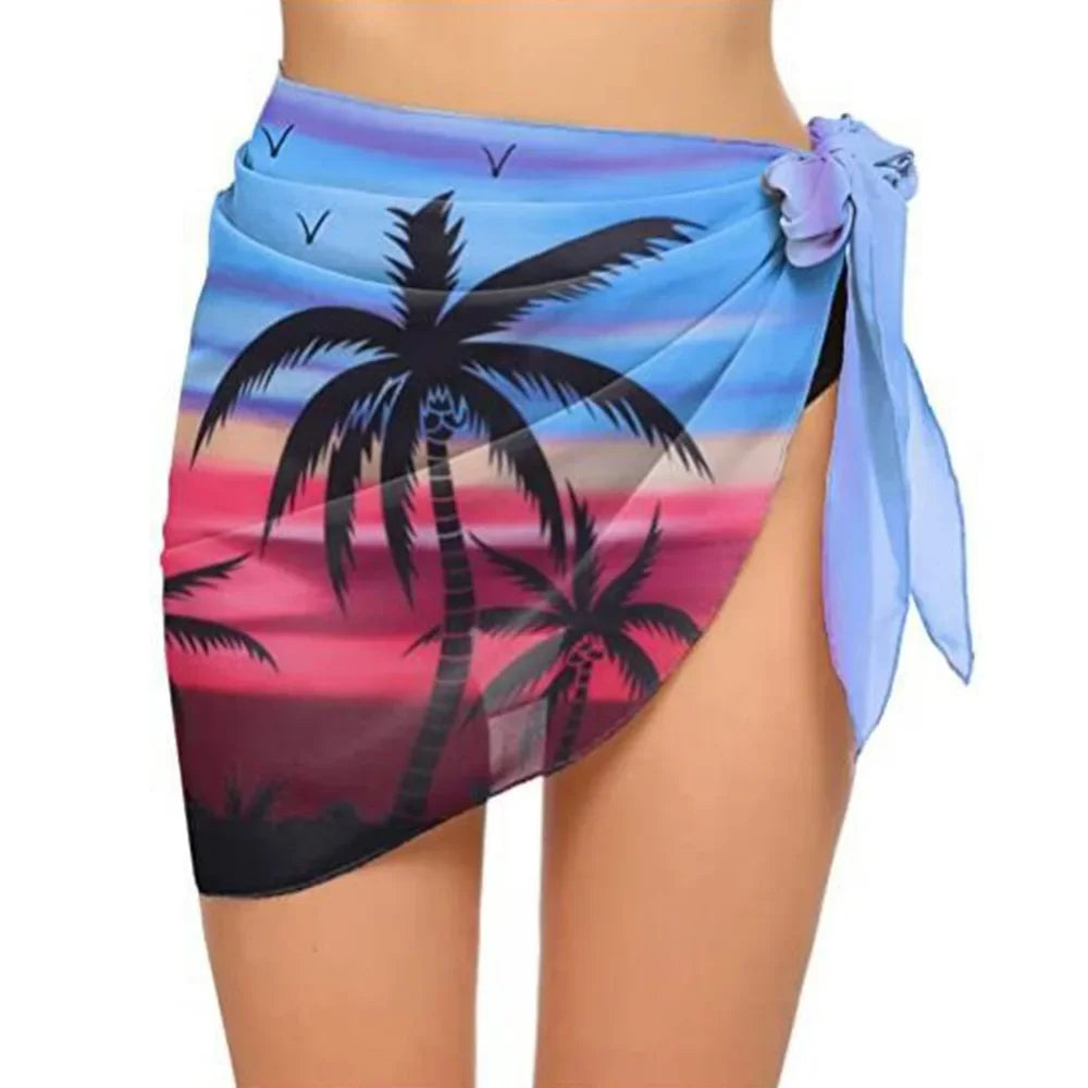 Jupe courte en mousseline de soie pour femmes, Industries ong, cover-ups pour les maillots de bain, bikini de plage, rond, transparent, écharpe, été