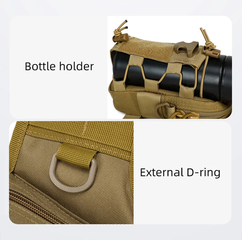 Sac de poitrine pour bouteille d'eau de Sport en plein air, couverture tactique suspendue à la taille, sacs de taille multifonctionnels, pochette de plate-forme de cyclisme d'escalade en plein air