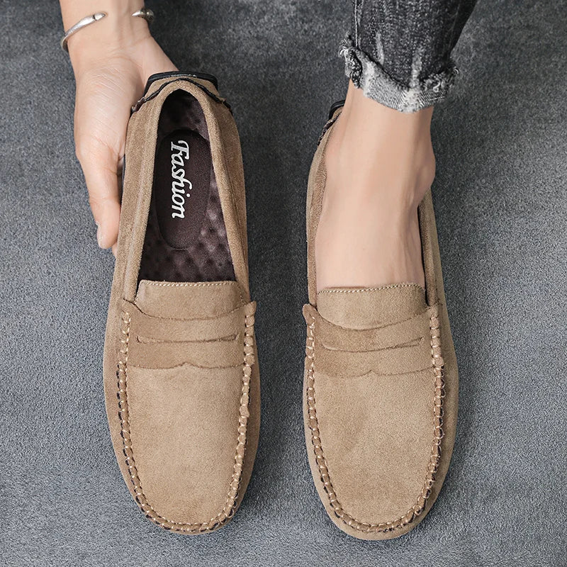 Men's Suede Casual Shoes Breathable Comfort Slip-on Driving Shoes Luxury Brand Men's Loafers Men's Lazy Shoes Moccasins