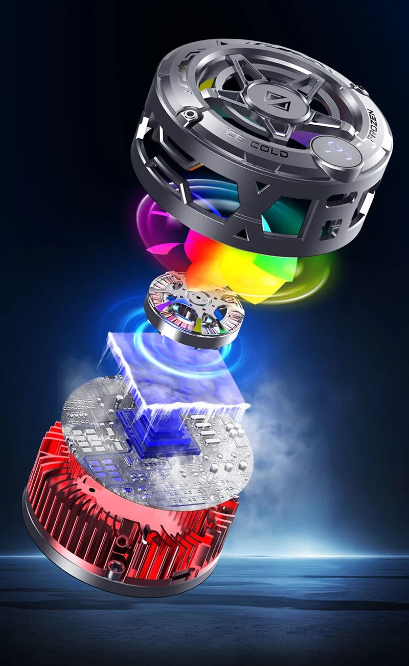 Refroidisseur de téléphone universel pour le jeu, ventilateur de refroidissement semi-conducteur magnétique avec écran numérique et lumières RVB