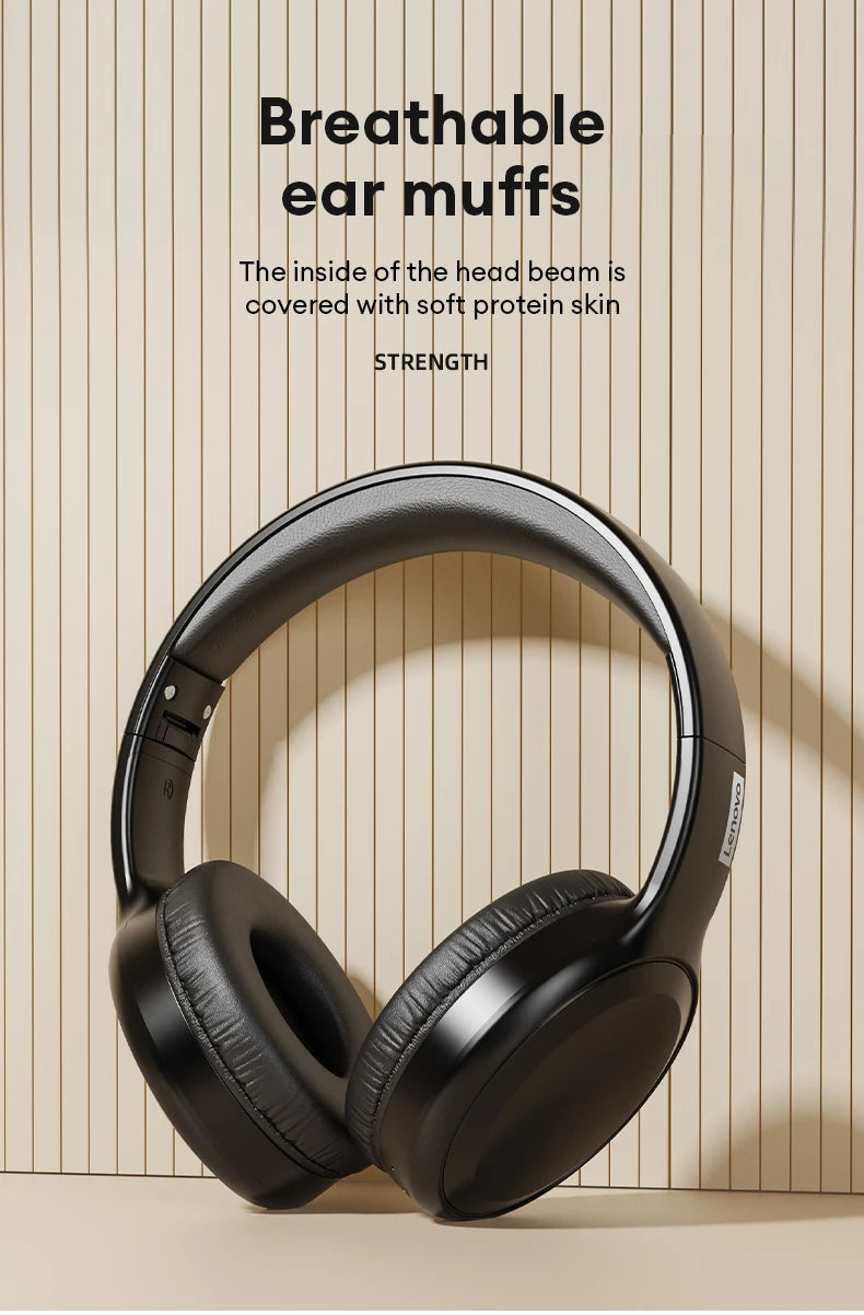 Auriculares Lenovo TH30 inalámbricos Bluetooth HiFi estéreo deportivos con micrófono, auriculares de música plegables, auriculares para juegos de baja latencia