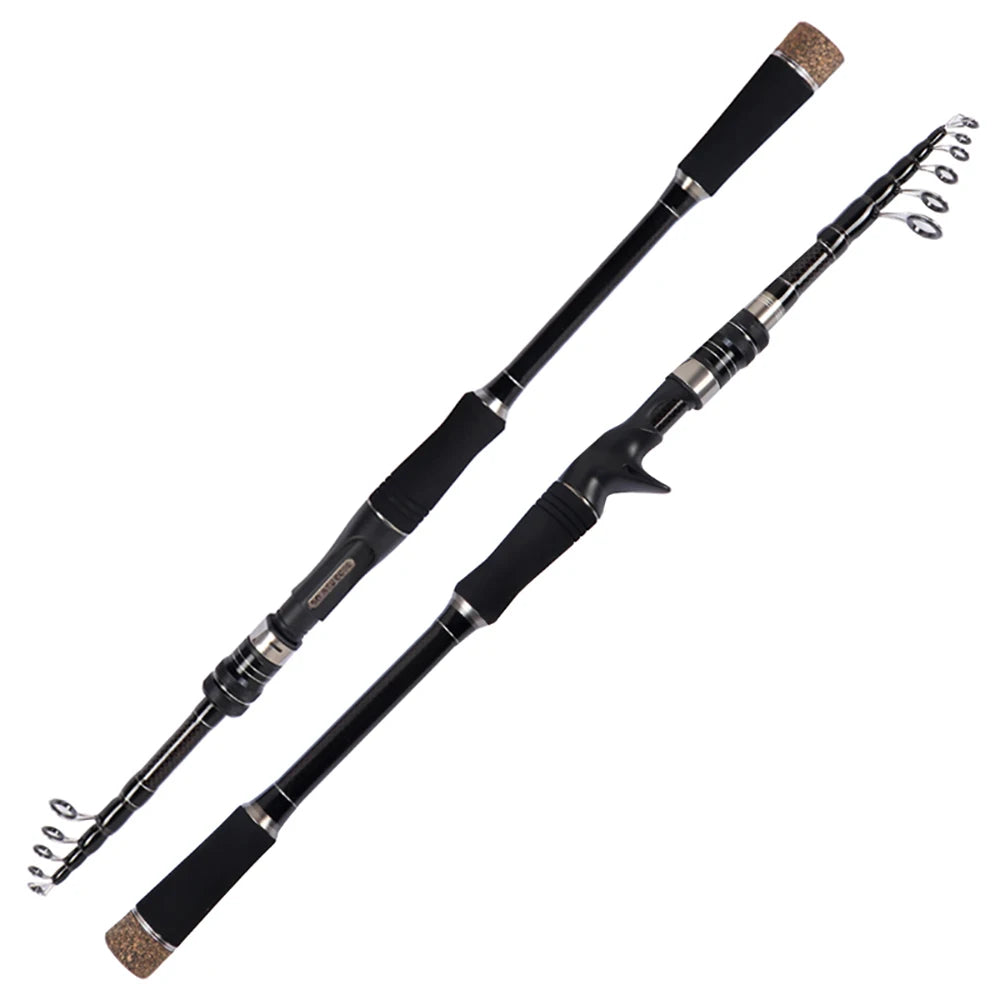 1.8M 2.1M 2.4M 2.7M 3.0M canne à pêche télescopique Portable en Fiber de carbone filature/coulée canne à poisson matériel