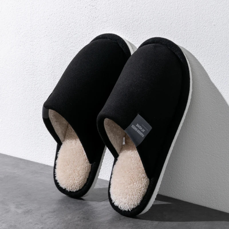 Pantuflas cálidas de invierno para hombre, zapatos antideslizantes suaves y cómodos de tacón plano para casa, pantuflas de felpa para dormitorio, zapatos de mujer para casa.