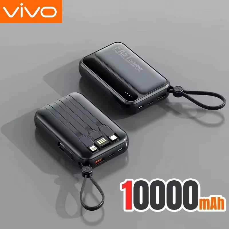 Banque d'alimentation VIVO 500000mAh, grande capacité, charge ultra-rapide, batterie externe portable, 4 câbles intégrés pour tous les téléphones