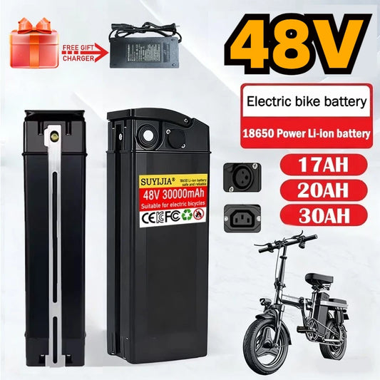Batería Silverfish de 48 V para bicicleta eléctrica 20 Ah, 30 Ah, 17 Ah, baterías de alta capacidad, celdas 18650, potencia de 500-2000 W