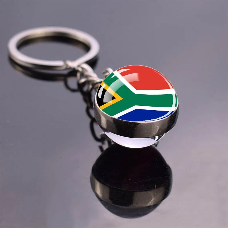 Porte-clés drapeau africain, algérie, somalie, tunisie, maroc, egypte, drapeau National, pendentif boule de verre Double face, cadeau