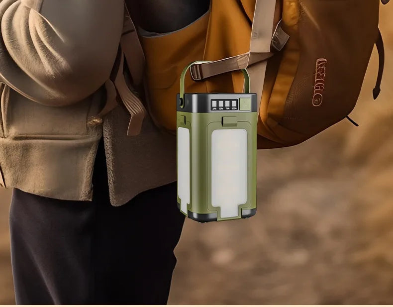 Lanterne de camping pliable multifonctionnelle à 4 feuilles, rechargeable par énergie solaire, grande capacité, lumière d'urgence portable pour l'extérieur