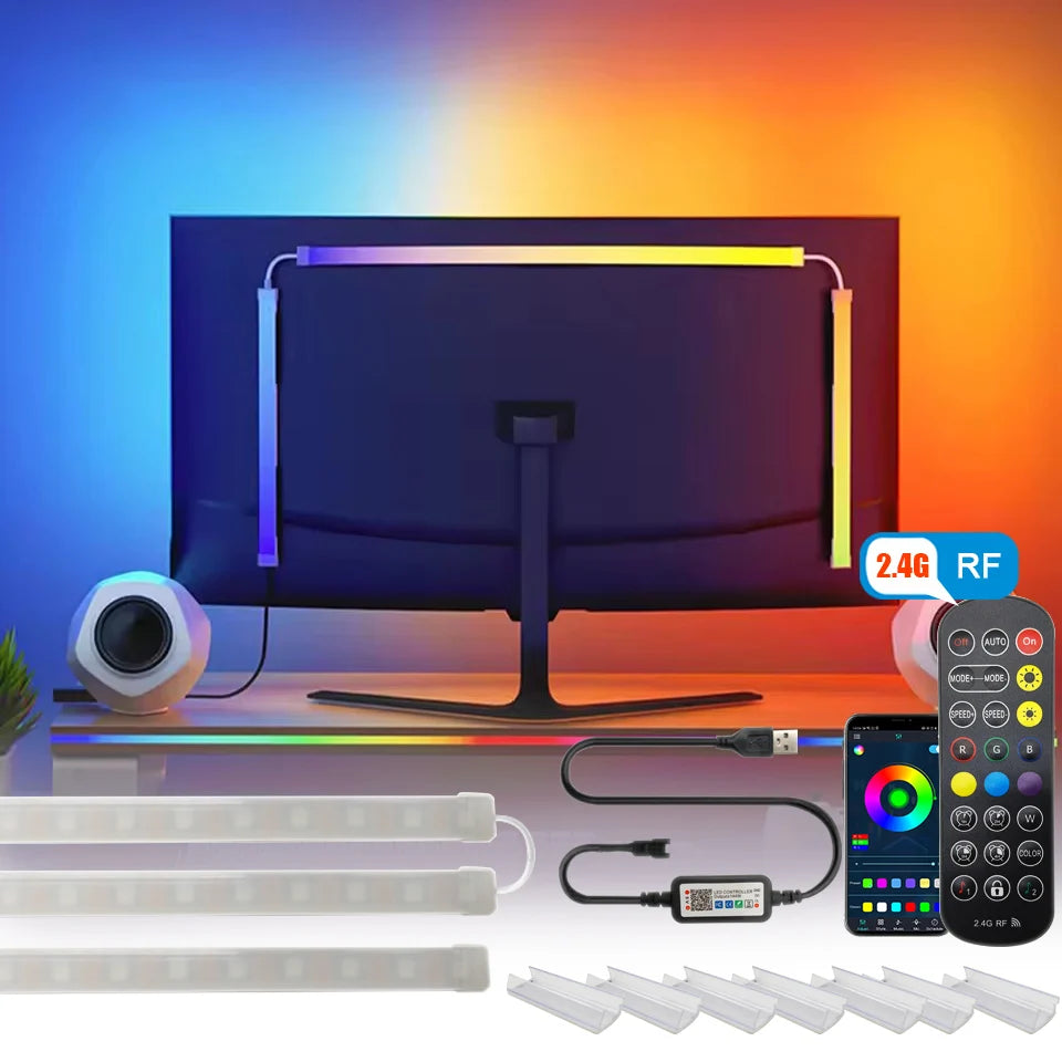 Bande LED USB PC 24-34 Pouces RGBIC — Sync Musicale App, Rétroéclairage Écran, Gaming