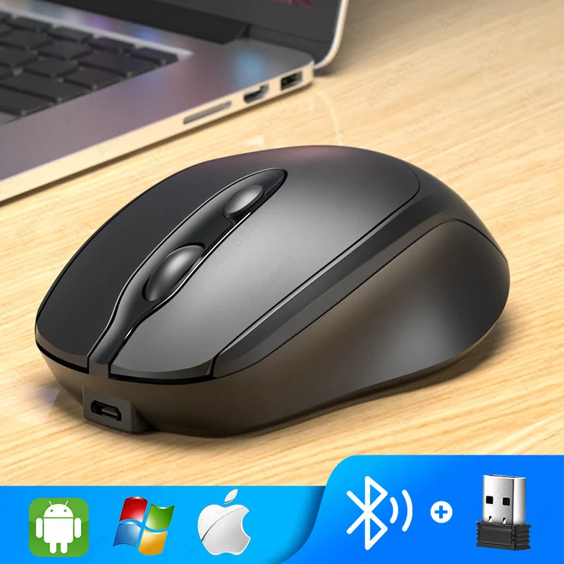 Souris Bluetooth sans fil Portable compacte ergonomique 2.4G USB silencieuse 1600DPI 500mAh Rechargeable pour PC tablette ordinateur Portable MacBook