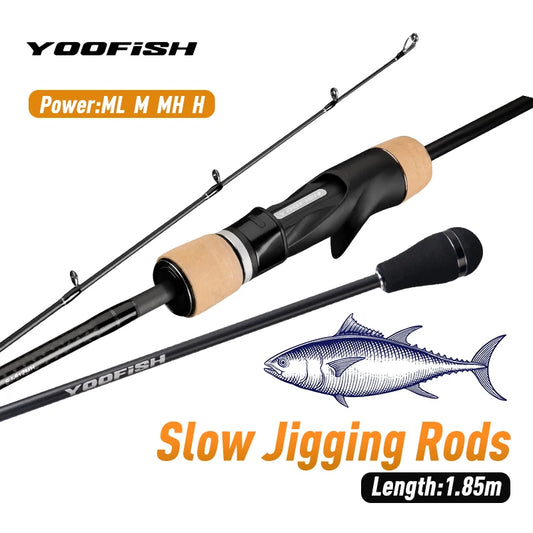 Yoofish SJ cannes à pêche à gabarits lent 1.85m ML M MH puissance canne à pêche coulée en eau salée canne à pêche à haute teneur en carbone canne légère pour bateau de mer