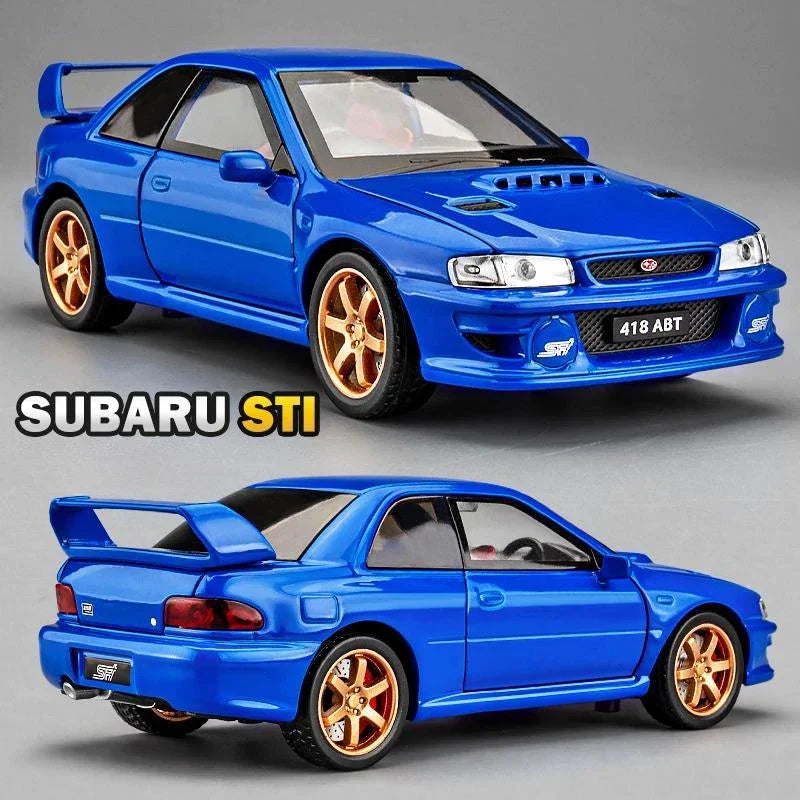 Simulación 1:32 Subaru Impreza WRX 22B STI Modelo de coche modificado de aleación de metal fundido a presión Coche en miniatura Regalo de cumpleaños para niños