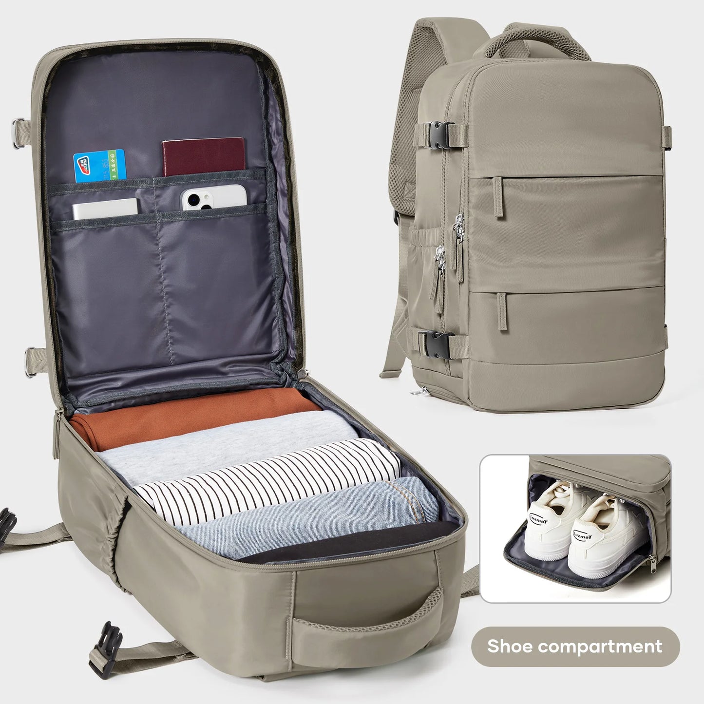 Sac à Dos Cabine 40x20x25 Femme — Pochette Ordinateur Étanche Sac d’École