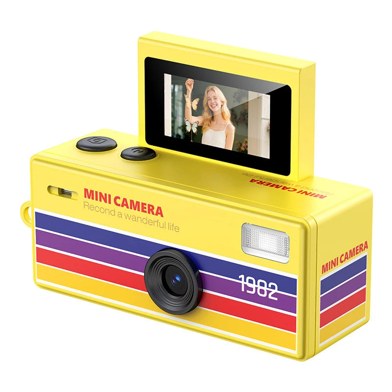 Minicámara digital CCD retro con flash, pantalla giratoria de 1080P, pequeña videocámara con forma de llavero para regalos