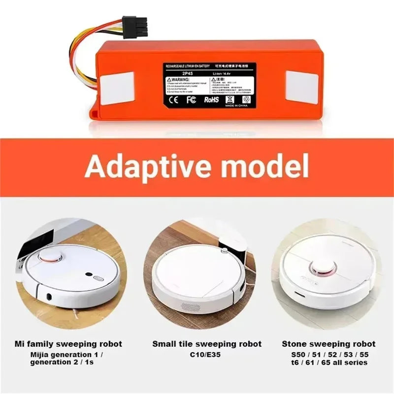 Batería de repuesto para aspiradora Robot Xiaomi Roborock S55 S60 S65 S50 S51 S5 MAX, piezas S6, 14.4V, 12800mAh