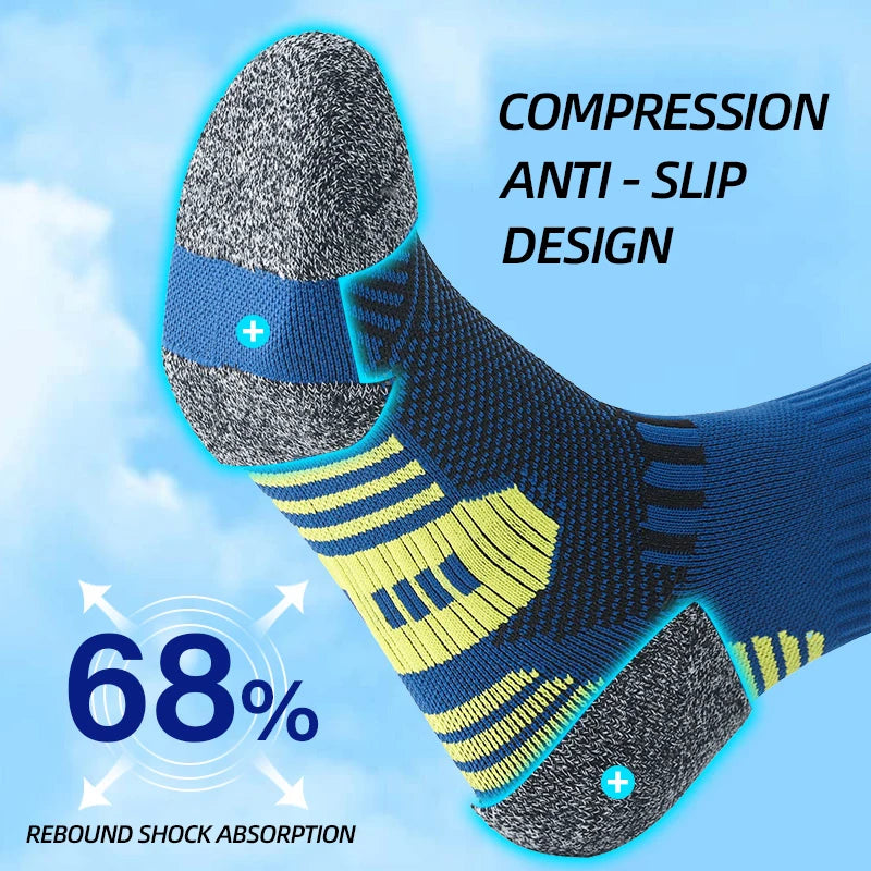 3 paires de chaussettes atétiques pour hommes, chaussettes de sport respirantes, de course en plein air, de Compression, longues, noires, blanches, bleues, extensibles