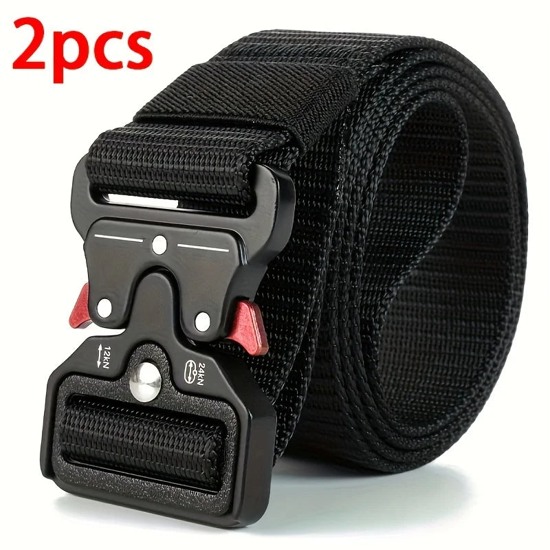 Cinturones tácticos multiusos para hombre, duraderos, diseño ajustable, para entusiastas de los deportes al aire libre, combina con jeans, para hombres y mujeres, 1 pieza/2 piezas