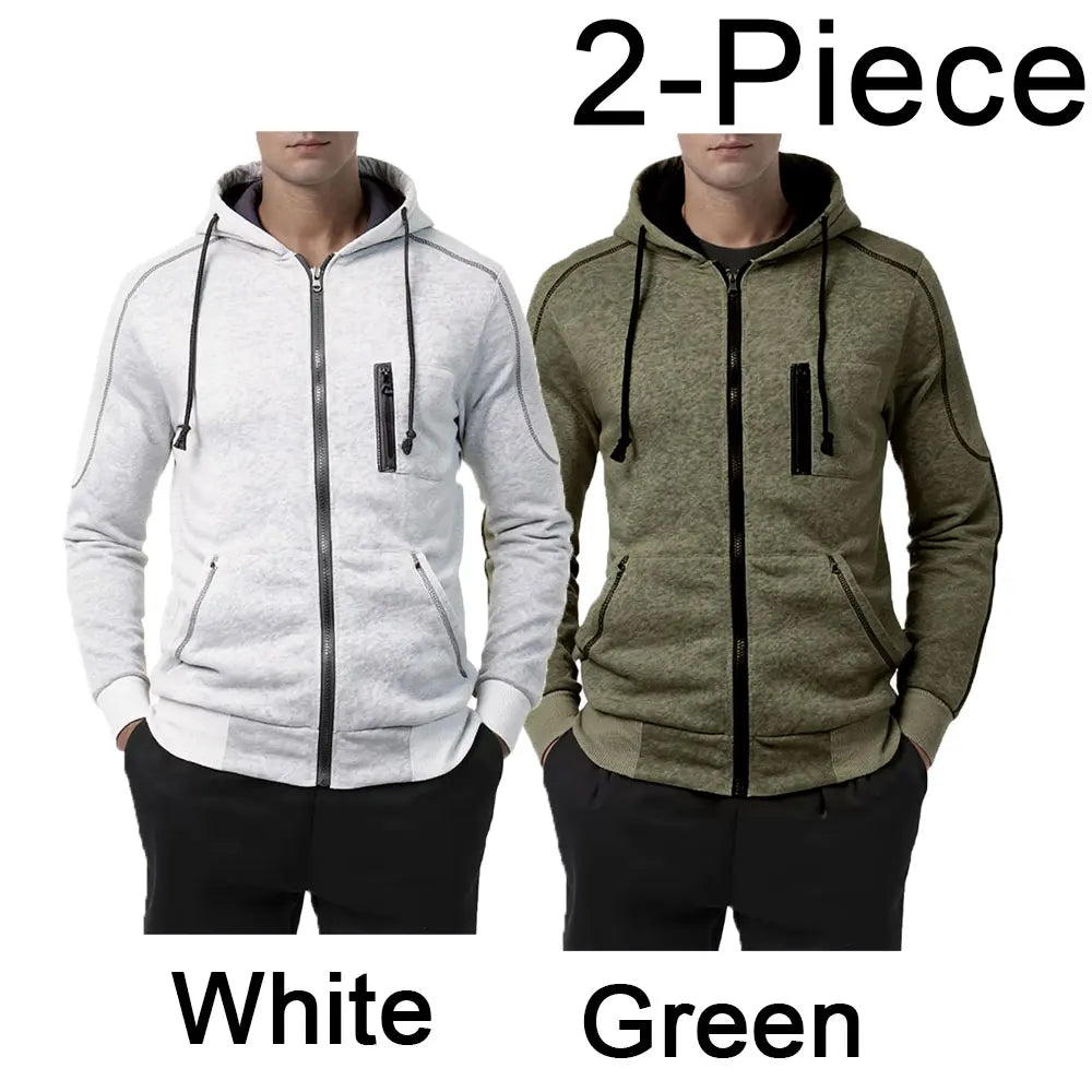 Sudadera con capucha para hombre negra, blanca, verde militar, roja, con bloques de color, polar, fresca, informal, ropa de invierno, prendas de vestir, sudaderas con capucha