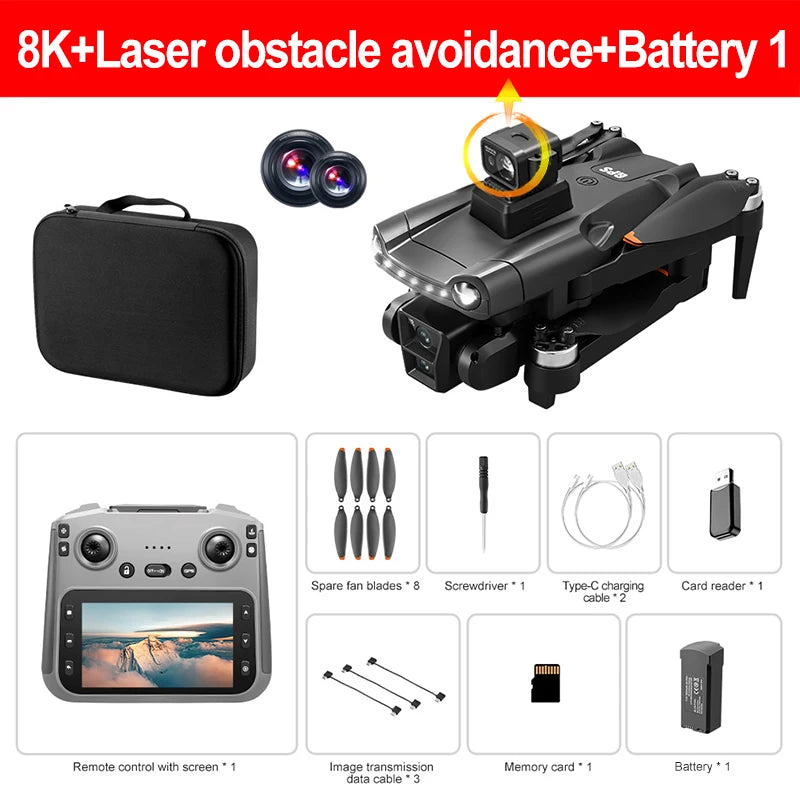 Drone GPS professionnel 4K/8K — double caméra HD, moteur brushless, 5G WiFi FPV, quadricoptère RC