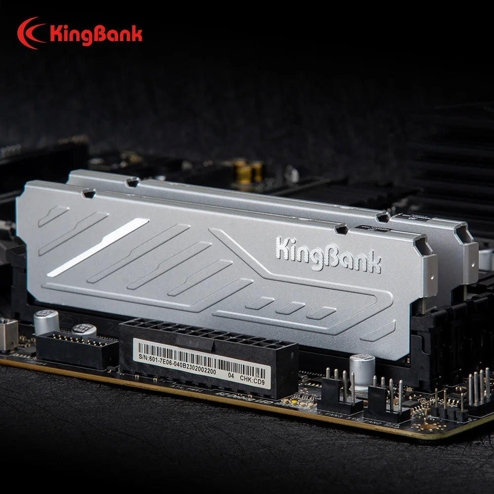 Mémoire RAM DDR5 KingBank 8 Go / 8 Go x 2 / 16 Go x 2 6000 MHz pour ordinateur de bureau CL36/CL30 XMP 3.0/AMD EXPO avec dissipateur thermique argenté