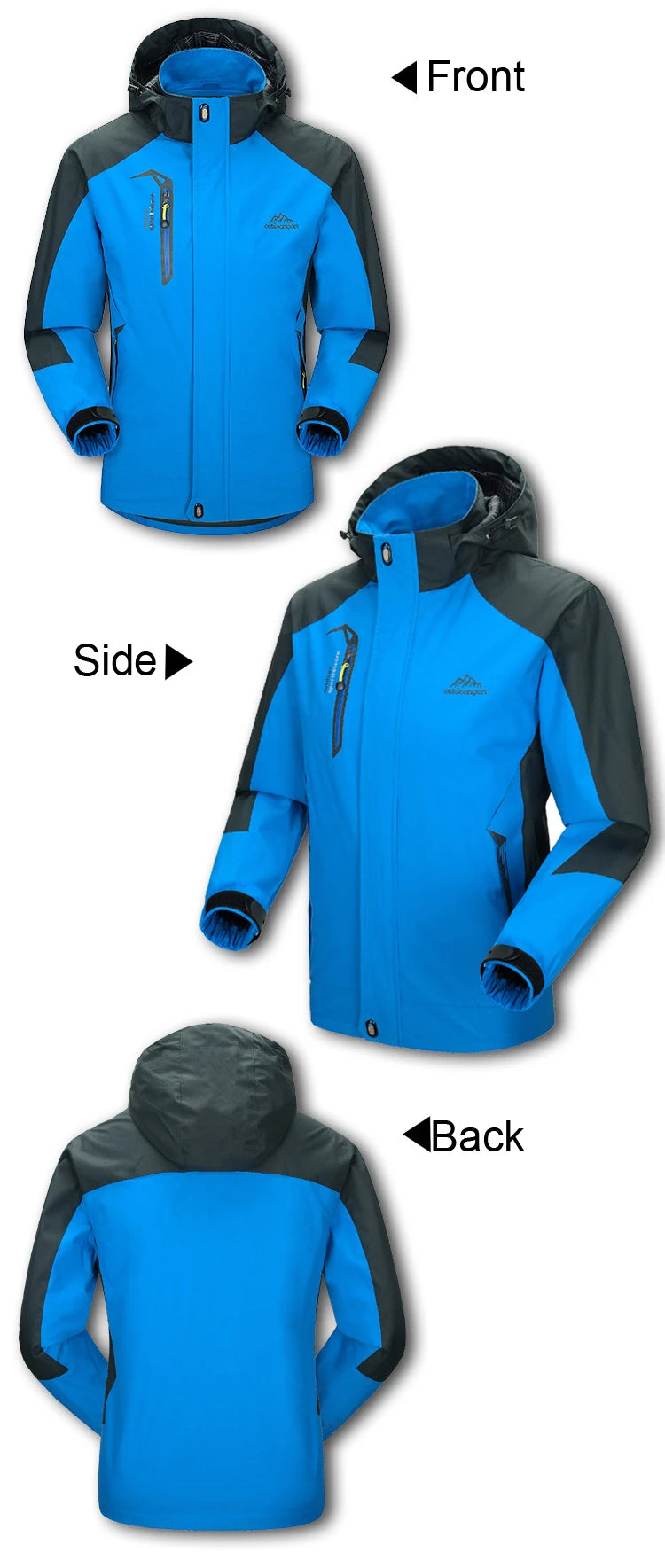 TRVLWEGO Camping randonnée veste hommes automne Sports de plein air manteaux escalade Trekking coupe-vent voyage imperméable vestes noir