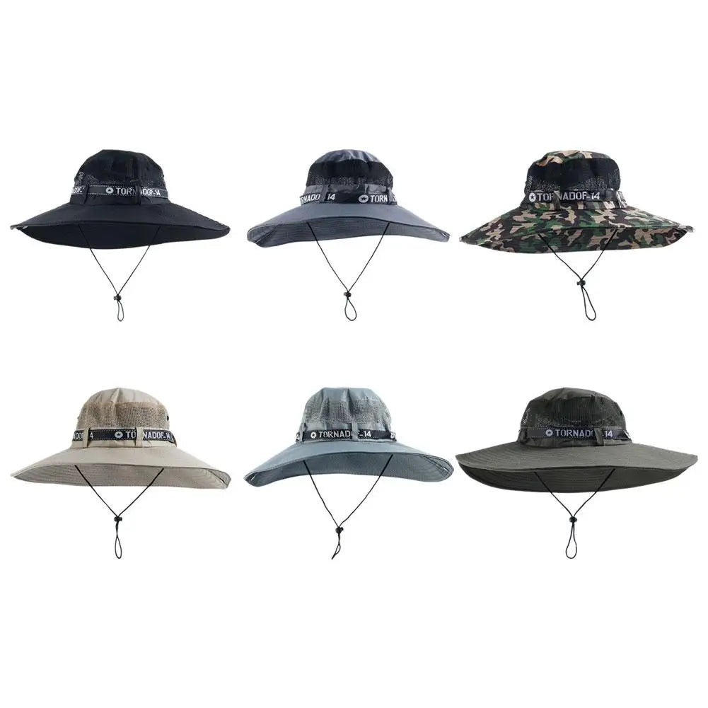Grand chapeau de soleil d'été pour hommes et femmes, casquette de pêche respirante, Protection contre les UV, chapeau de pêcheur en maille, randonnée en plein air, casquette de plage