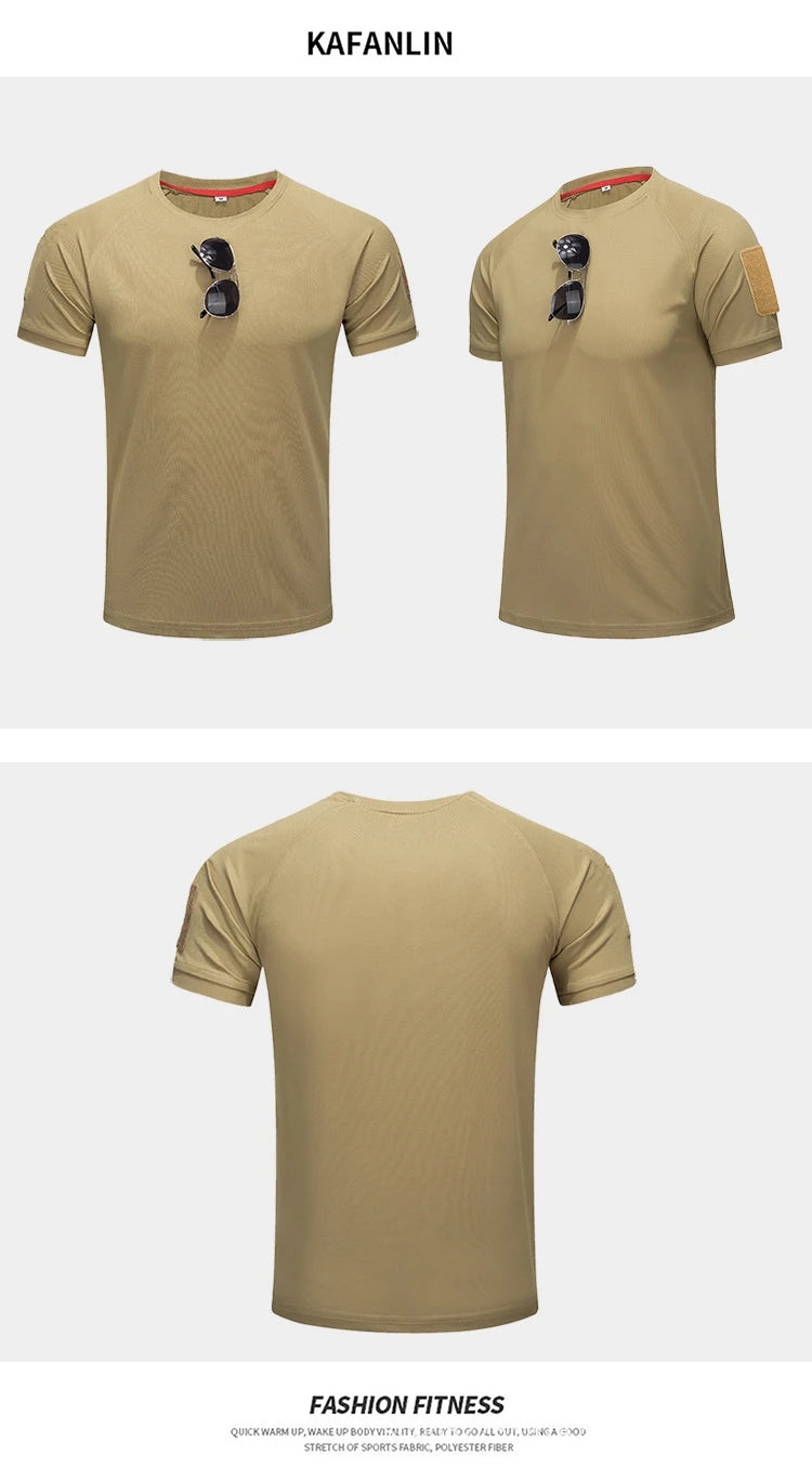 T-Shirt d'été à col rond pour hommes, séchage rapide, respirant, tactique, Camping, Trekking, randonnée, escalade, Sport à séchage rapide