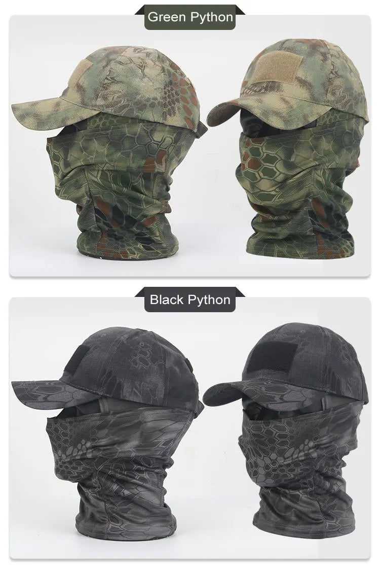 Casquette de baseball tactique camouflage, pour la pêche en plein air, la randonnée, la chasse, les sports, protection solaire, respirante, camouflage, cagoule, demi-masque de ski