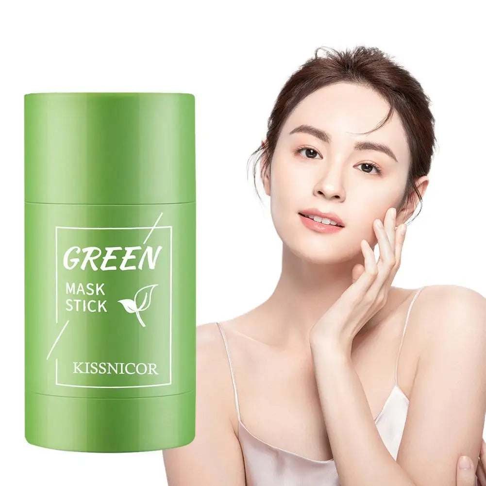 Facial cleansing mask, green tea cleansing stick, shrinks pores, deep blackhead remover, hydrating mask, skin care
