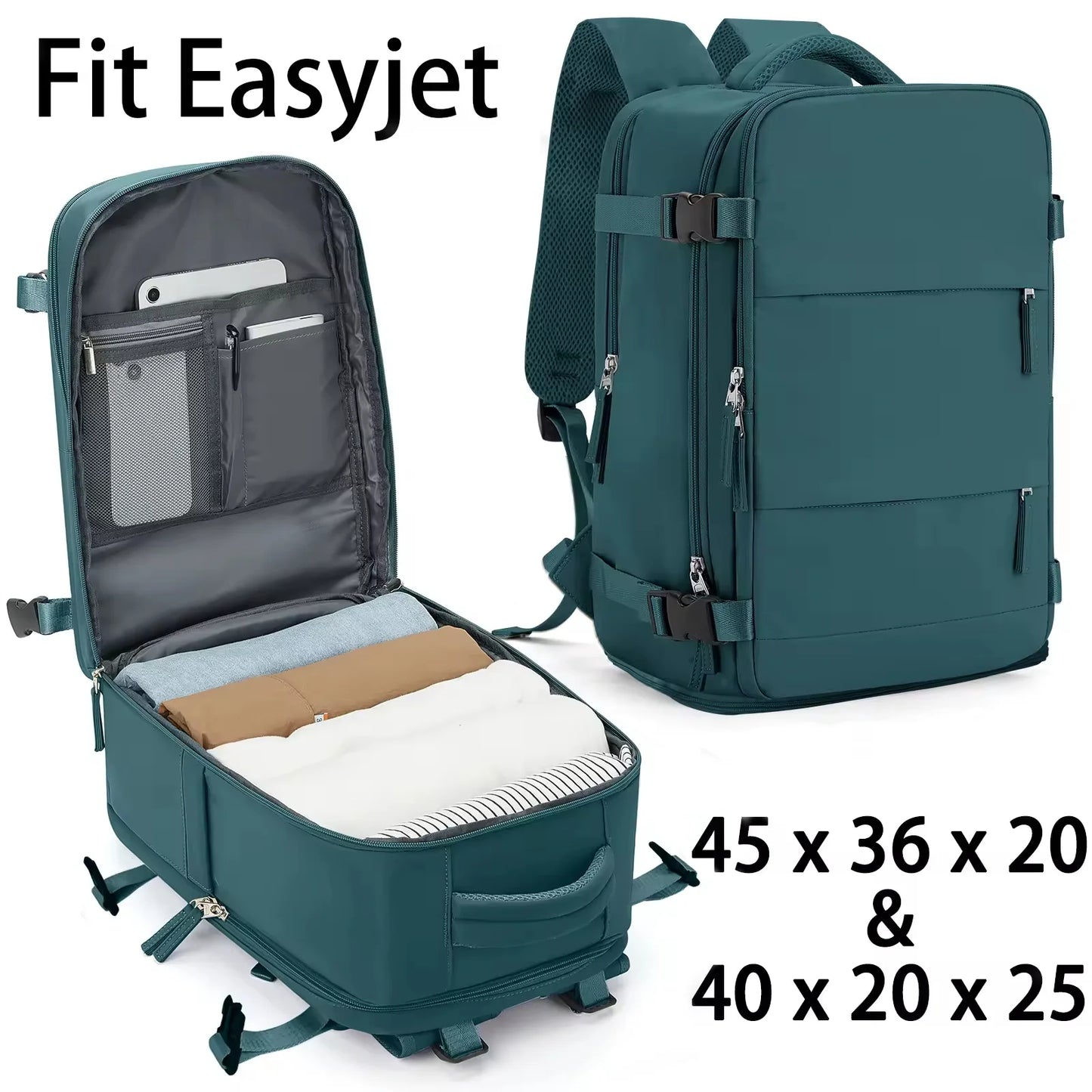 Easyjet-Cabin Bag for Men and Women, Travel Flight Backpack, Ryanair Carry-on Bag, Laptop Backpack, Cabin Size, 45x36x20, 40x20x25