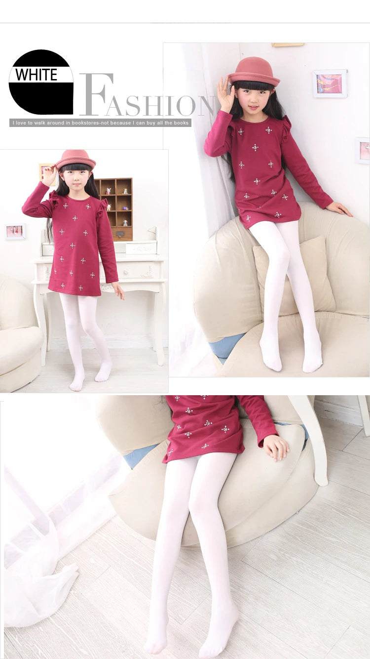 Collants d'été couleur bonbon pour enfants, collants de danse de Ballet pour filles, bas en velours blanc uni pour enfants