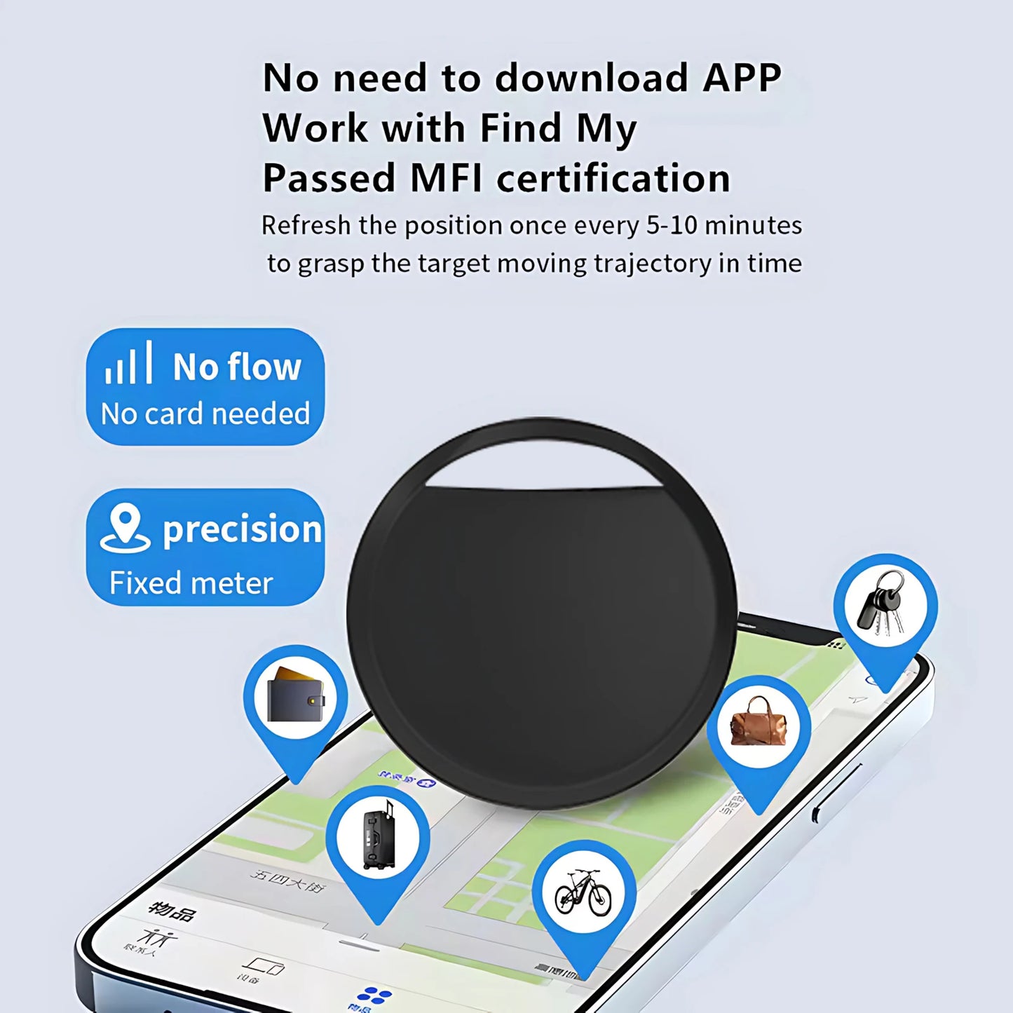 Mini Bluetooth Smart GPS Tracker, works with Find My App iTag, Anti-loss Reminder Device, MFI Rated Locator, Car Key, Kids Pet Finder