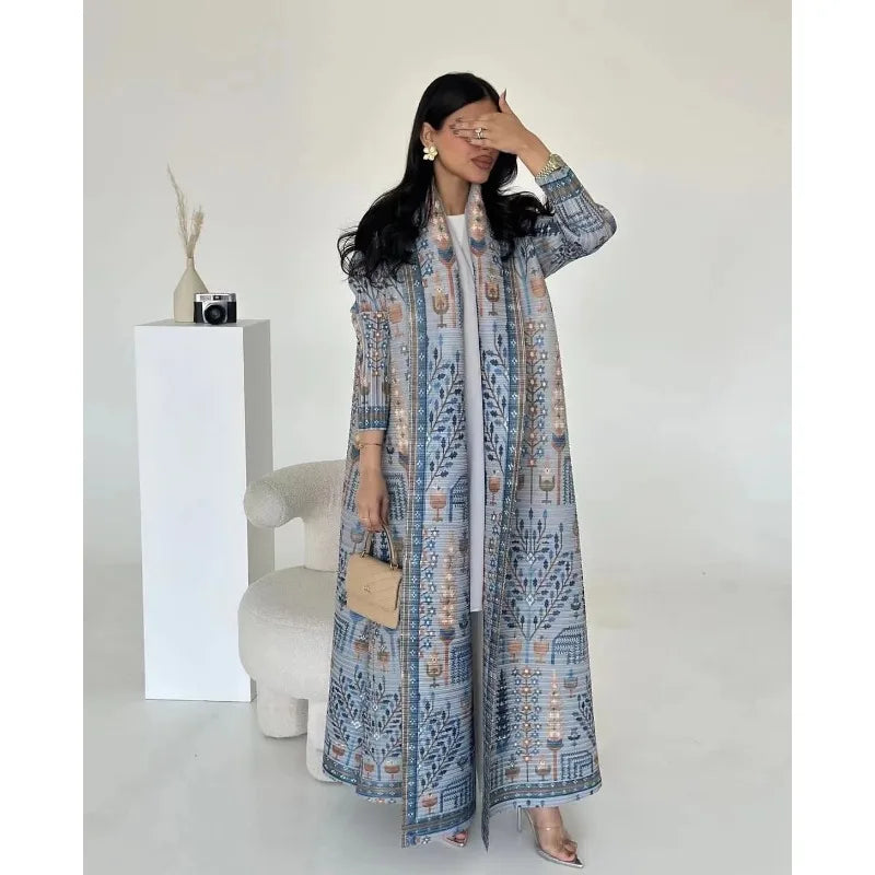 KAF femmes mode Abaya Vintage imprimé Cardigan conception ample grande taille élégante femme luxe Robe printemps automne modèle