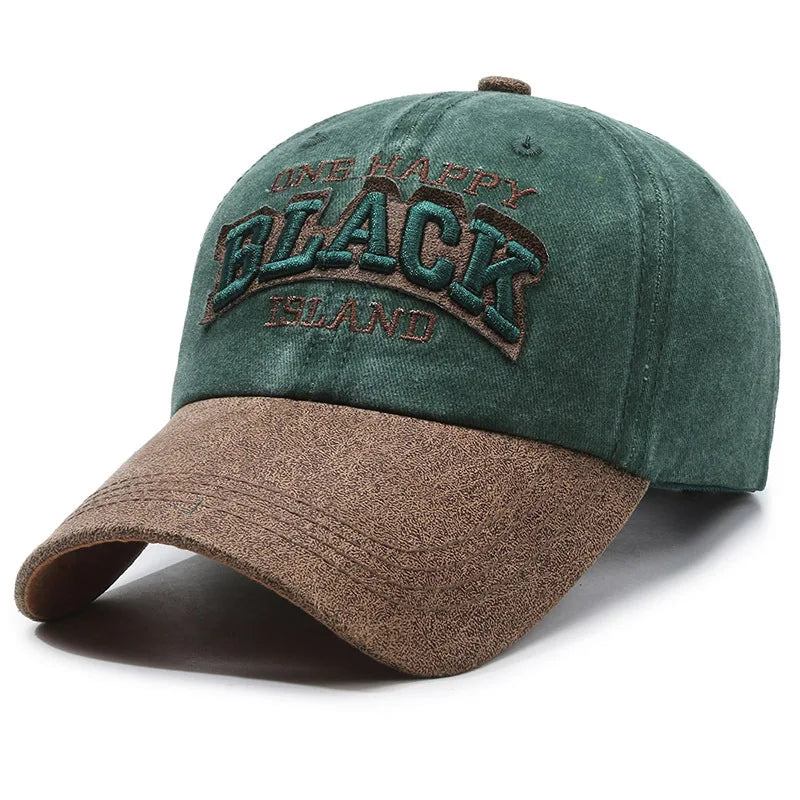 Gorra de béisbol FS Green Brown Letter para hombres, gorra snapback de hip-hop para mujeres, gorra vintage de camionero callejera, gorra de golf de moda