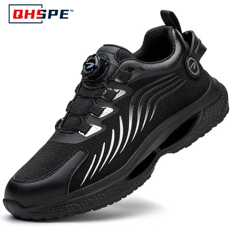 Botón giratorio nuevos zapatos de seguridad para hombre Anti-aplastamiento Anti-perforación zapatos de trabajo de moda para hombre zapatos deportivos botas de protección de seguridad para hombre