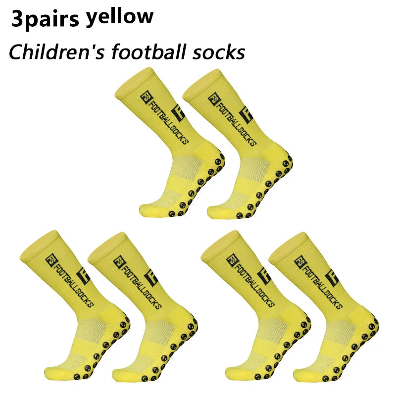 Chaussettes de Football Enfant Antidérapantes Silicone — Lot de 3 Paires, Jusqu’aux Genoux