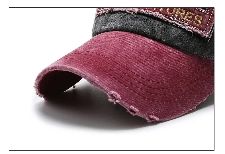 Casquette en denim shabby avec lettres lavées — hommes, femmes, chapeau de soleil, version coréenne, mode printemps/automne
