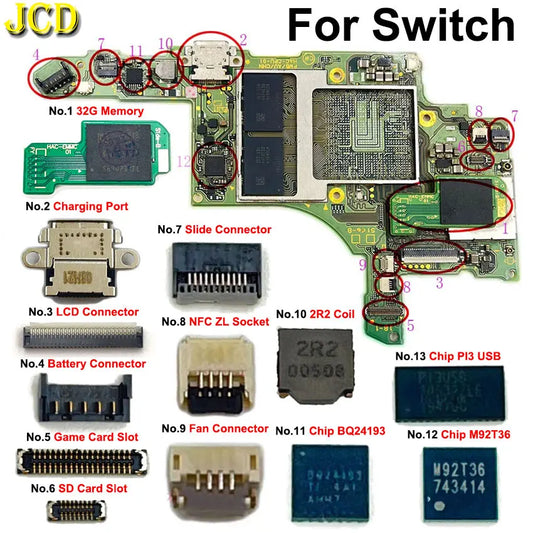 Puce de carte mère type-c, Port de chargement, mémoire 32 go, bobine 2R2, fente pour carte coulissante, prise ZL, écran LCD, connecteur FPC pour interrupteur
