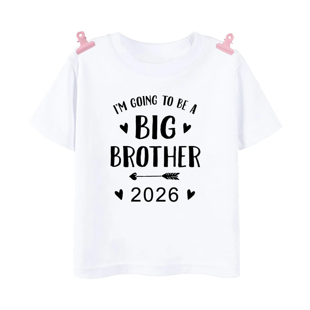 T-shirt imprimé pour enfants, tenue d'été pour enfants, chemises à manches courtes, vêtements d'annonce pour bébé, promu à Big Brother, Big Sister, 2026