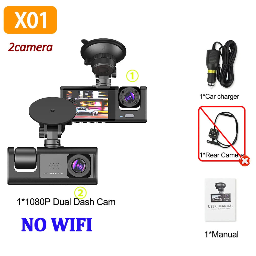 1080P Car DVR 2/3 Camera Dash Cam for Cars Vehicle Camera Front Video Recorder Optional Rear Camera Night Vision Dashcam Car Dashcam, Rear View Camera, Car Camera Recorder, Dash