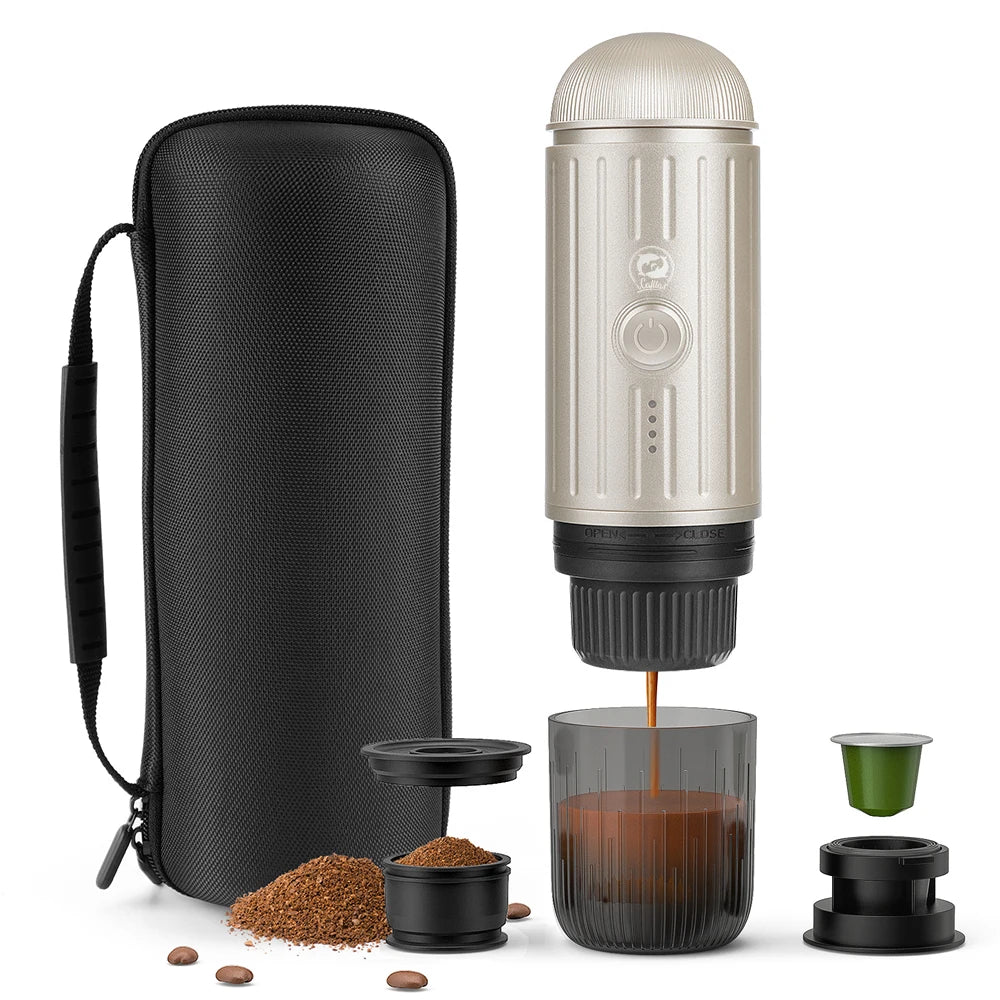 Máquina de café espresso portátil, eléctrica, 19 bares, calentamiento automático, apta para cápsulas Nespresso, café molido