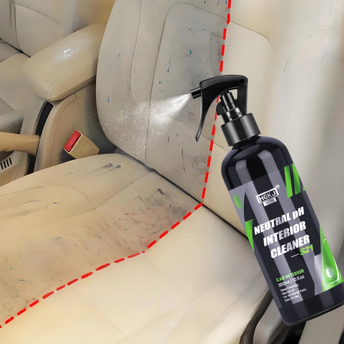 Car Interior Cleaner, Roof Cleaner, Leather, Flannel, Woven Fabric, Waterless, Multi-Purpose Automotive Dashboard Cleaning Tool HGKJ S21