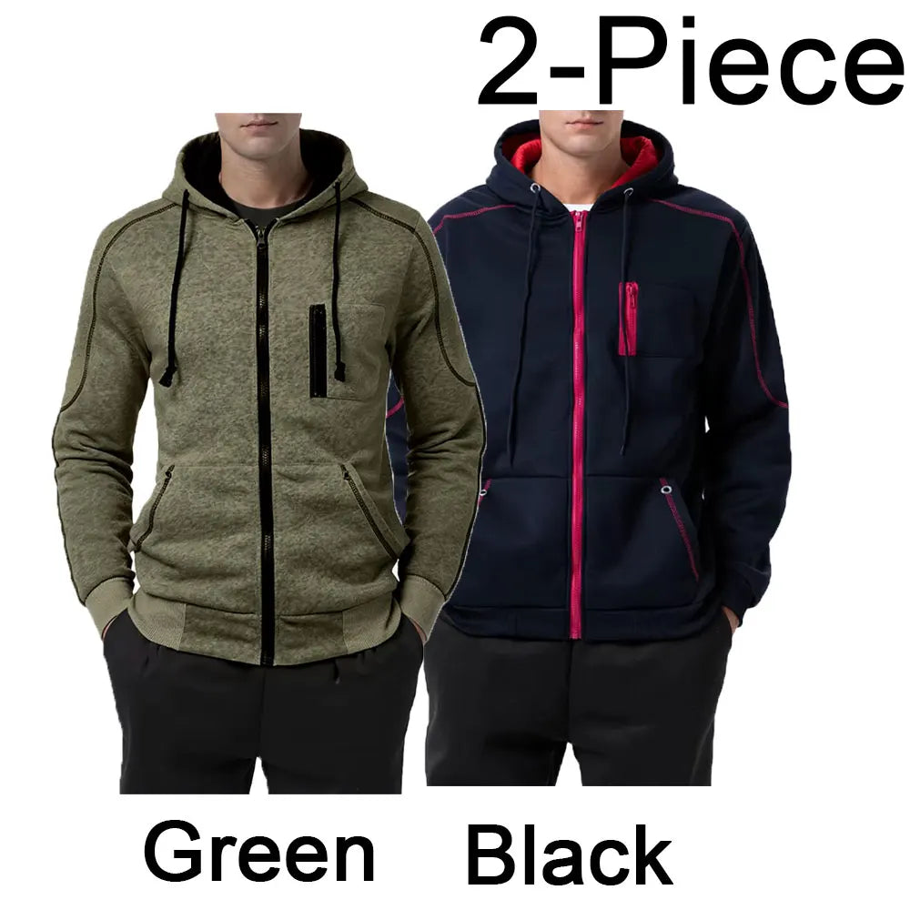 Sudadera con capucha para hombre negra, blanca, verde militar, roja, con bloques de color, polar, fresca, informal, ropa de invierno, prendas de vestir, sudaderas con capucha