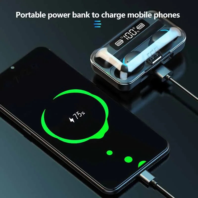 F9 Wireless Gaming Earbuds - TWS Bluetooth Earphones with Digital Display and Large Capacity Charger