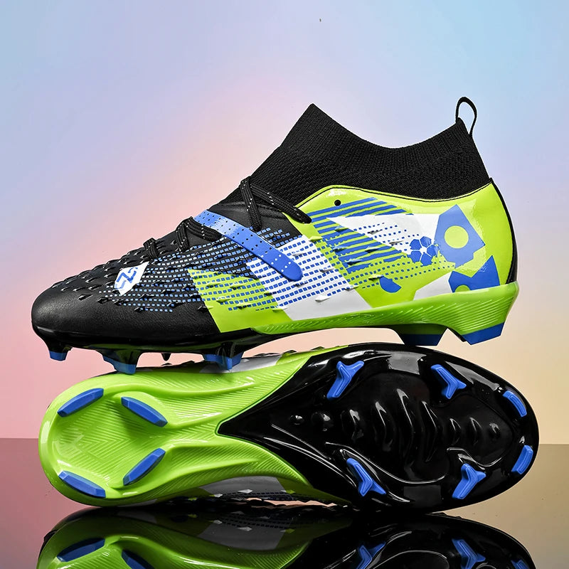 qztzx Chaussures de Football FG & Futsal Homme Cuir Verni Montantes — Ultra-légères, Professionnel EU 32–48