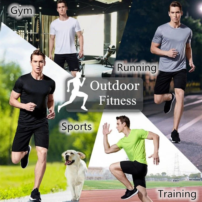 Camiseta de manga corta para hombre, de secado rápido, que absorbe la humedad, cuello redondo, para ejercicio, entrenamiento, deportes, gimnasio, correr, ligera en Y